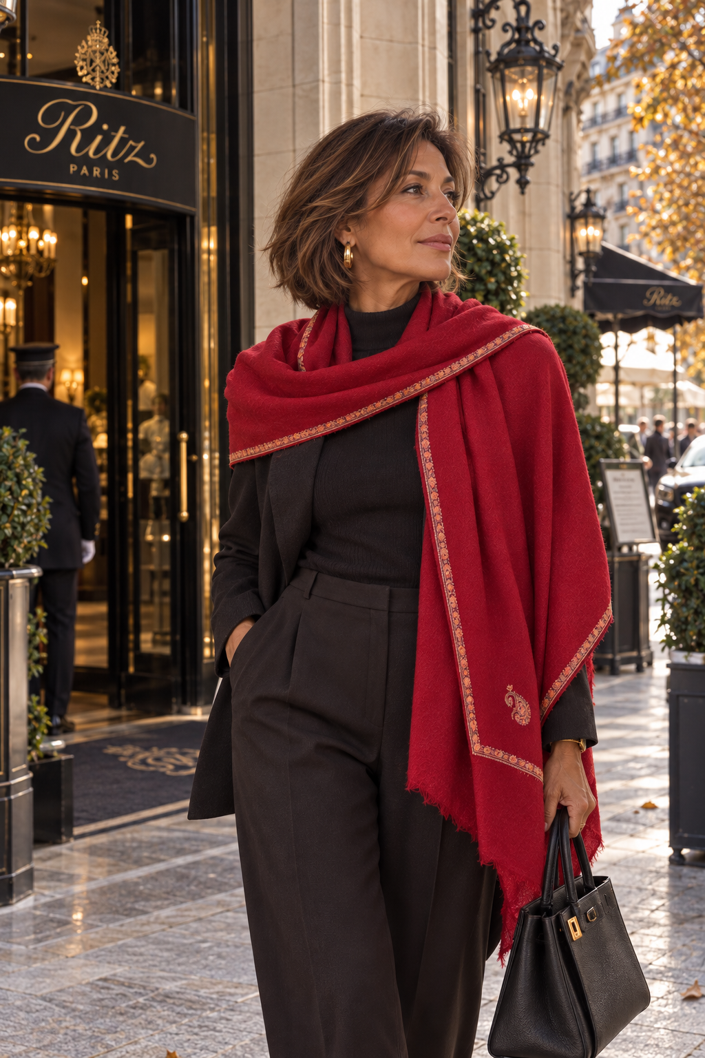 Pashmina - Sozni - Red Cherry