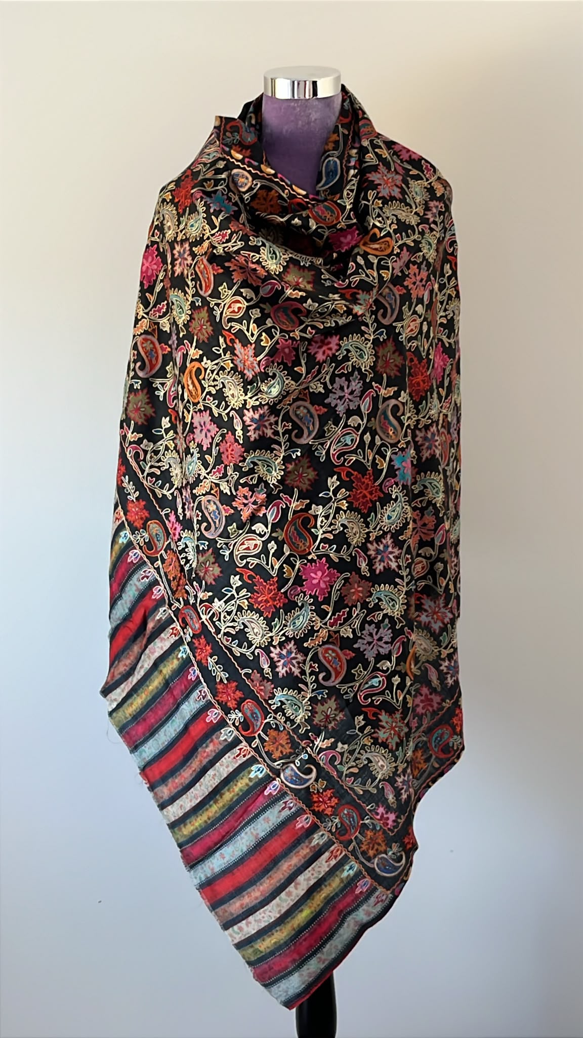 Xaile Kalamkari Pashmina em Caxemira Pura