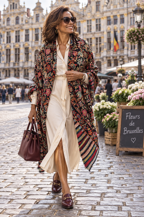 Kalamkari Pashmina Shawl in Pure Cashmere