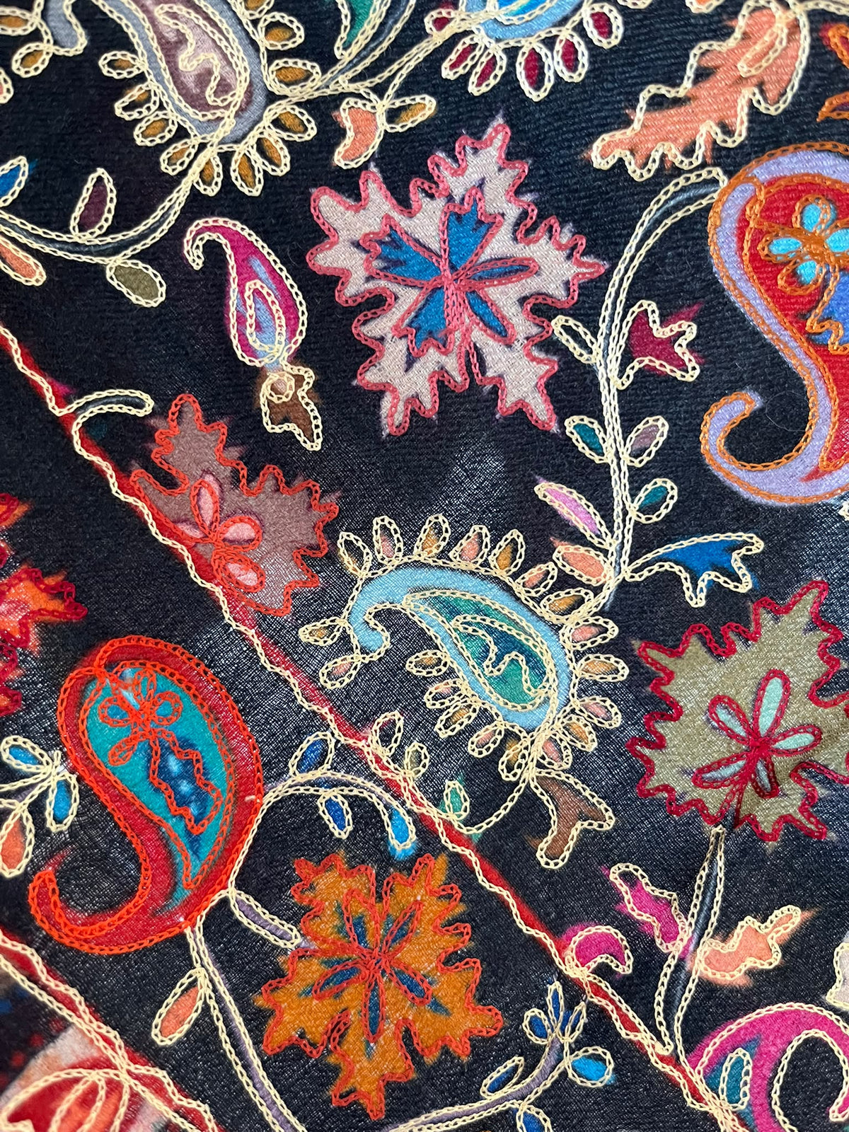 Xaile Kalamkari Pashmina em Caxemira Pura