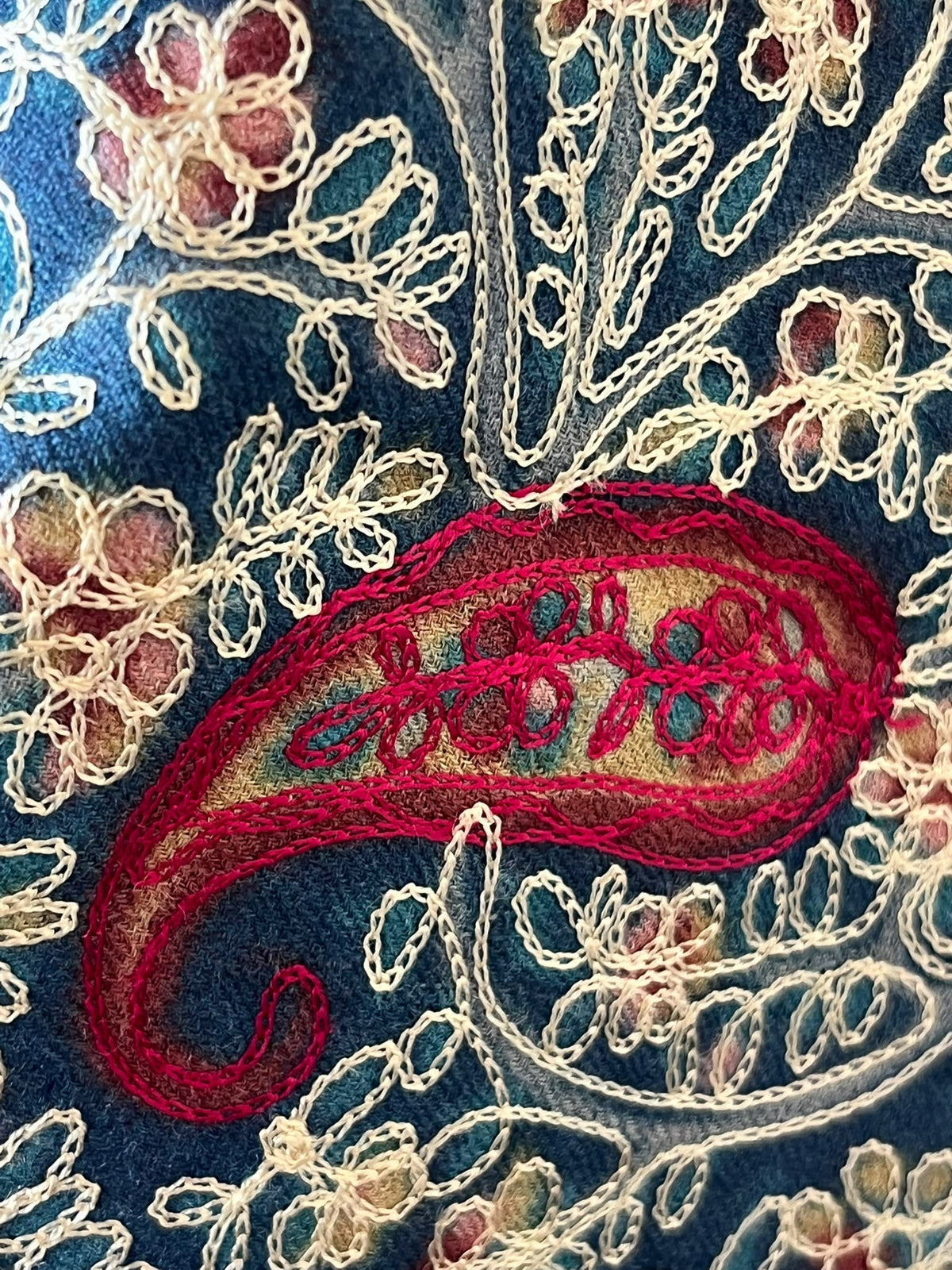 Índigo blue stole kalamkari pashmina