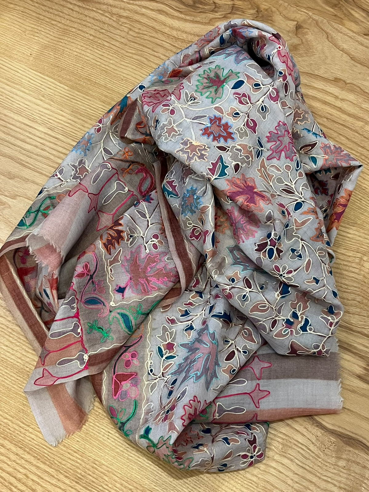 Powder pinky beige kalamkari shawl
