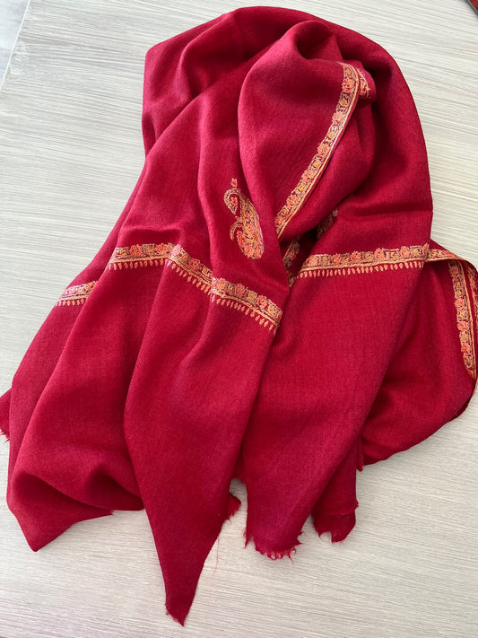 Pashmina - Sozni - Rojo cereza