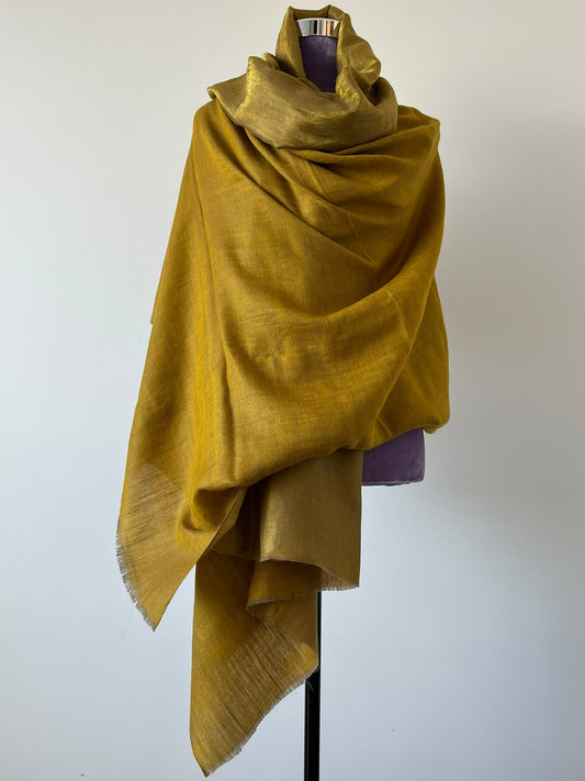 Gold - Zari Pure Pashmina Shawl